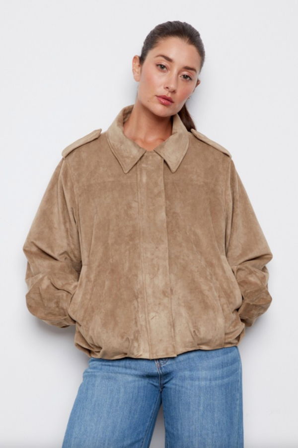 Adroit Cassidy Faux Suede Jacket - Moss