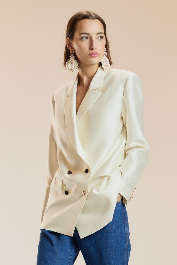 Cynthia Rowley The Breakers Double Breasted Blazer - White