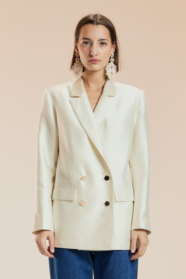 Cynthia Rowley The Breakers Double Breasted Blazer - White