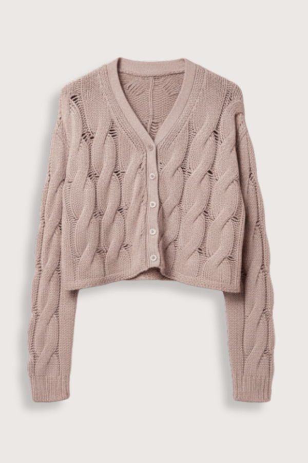 SABLYN Jolie V-Neck Cropped Cable Cardigan - Lunar