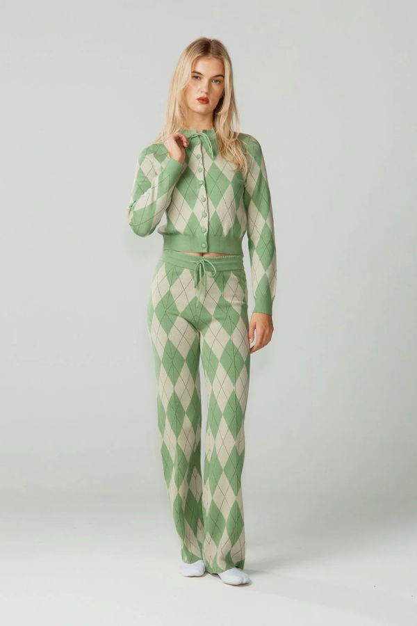 House of Sunny Argyle Lounge Pant - Matcha