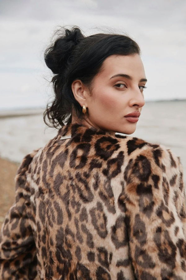 House of Sunny Collarless Leopard Jacket - Multi