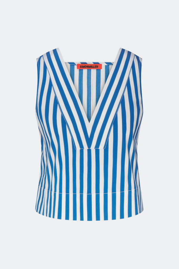 Simon Miller Arro Sleeveless Poplin Top - Blue Stripe