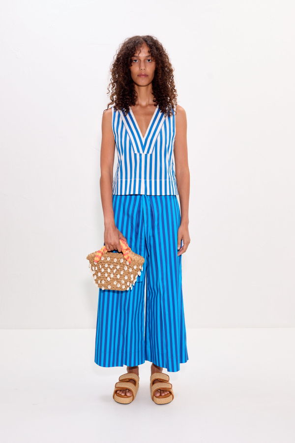 Simon Miller Arro Sleeveless Poplin Top - Blue Stripe