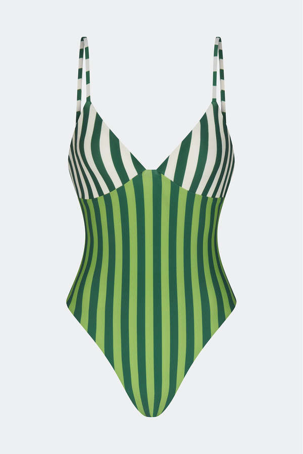Simon Miller Behati One Piece Swimsuit - Green Stripe Combo