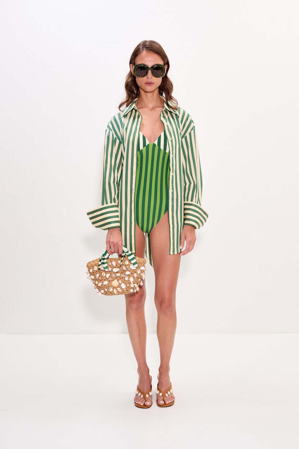 Simon Miller Behati One Piece Swimsuit - Green Stripe Combo - Image 2 of 5