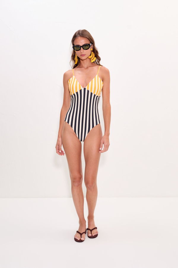 Simon Miller Behati One Piece Swimsuit - Sungold Stripe Combo