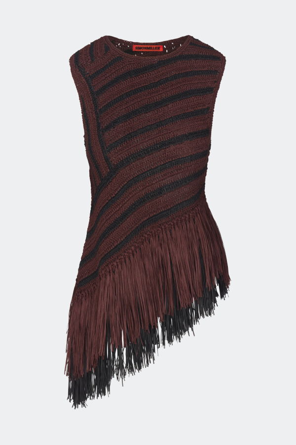 Simon Miller Beja Crochet Top - Choco Brown/Black Combo