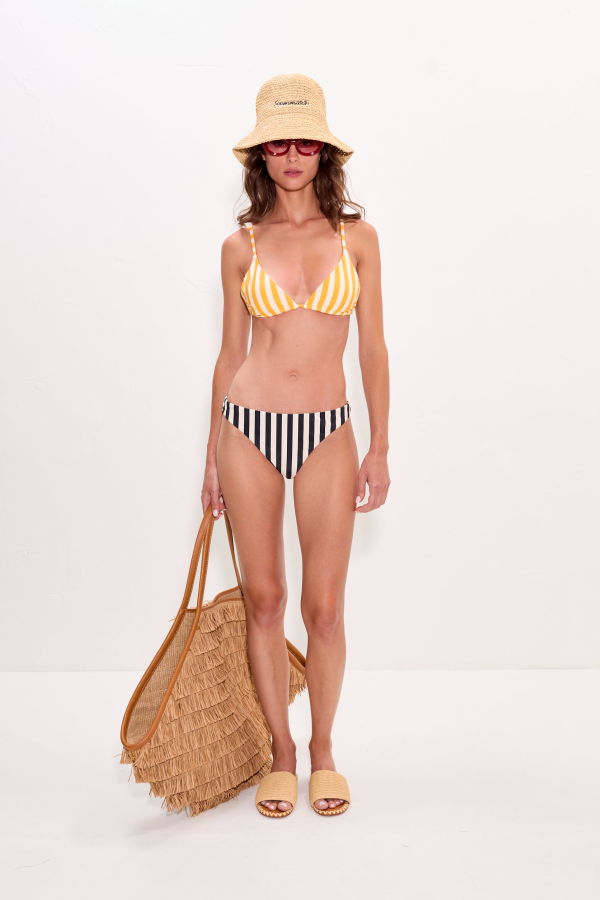 Simon Miller Bwai Bikini Bottom - Black/White Stripe