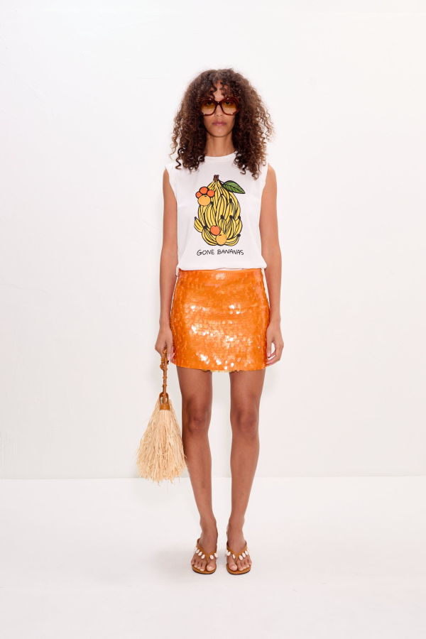 Simon Miller Dizzy Sequin Skirt - Tangerine Orange
