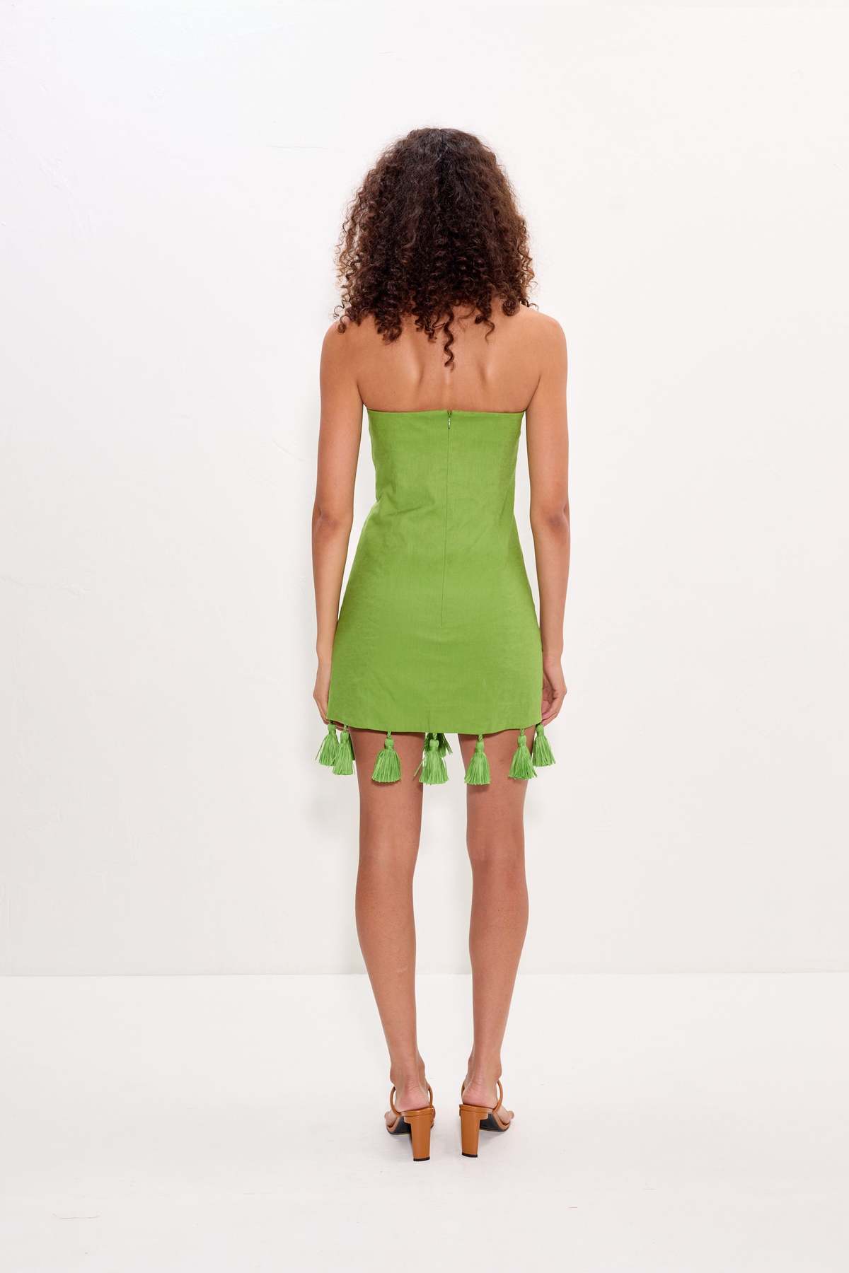 Simon Miller Freya Linen Tassel Mini Dress - Matcha - Image 4 of 4