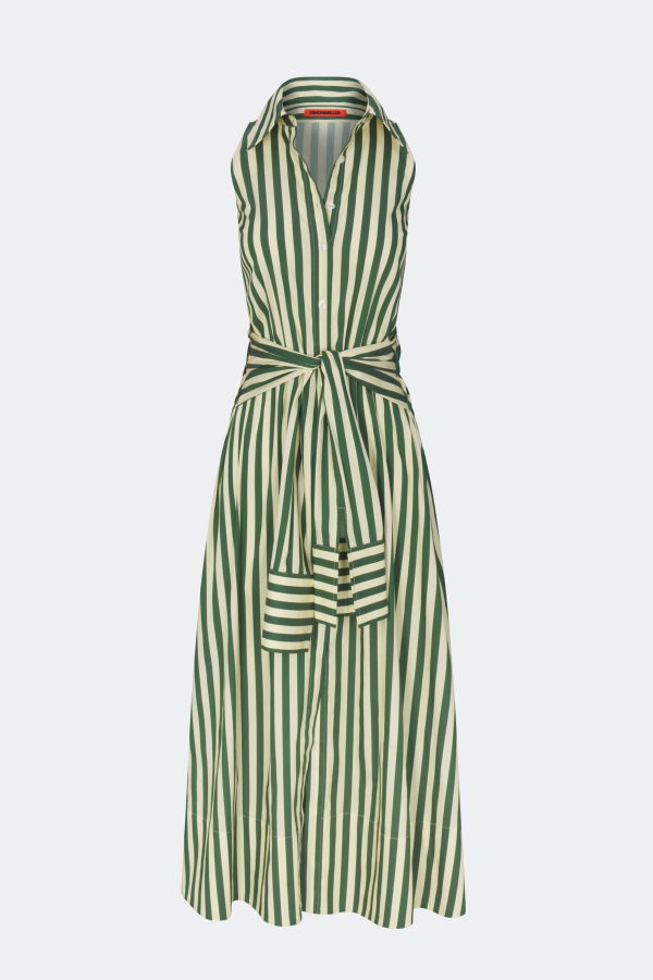 Simon Miller Inna Sleeveless Poplin Dress - Gummy Green/Ecru