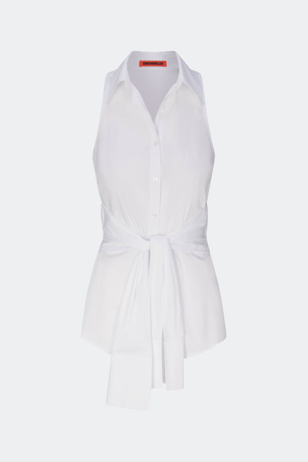 Simon Miller Inna Sleeveless Poplin Top - Macadamia