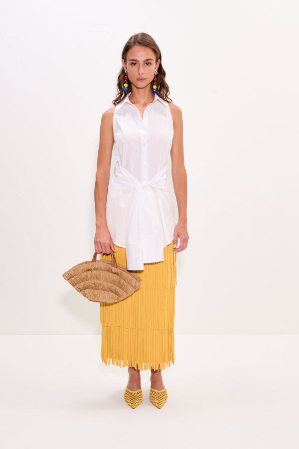 Simon Miller Inna Sleeveless Poplin Top - Macadamia