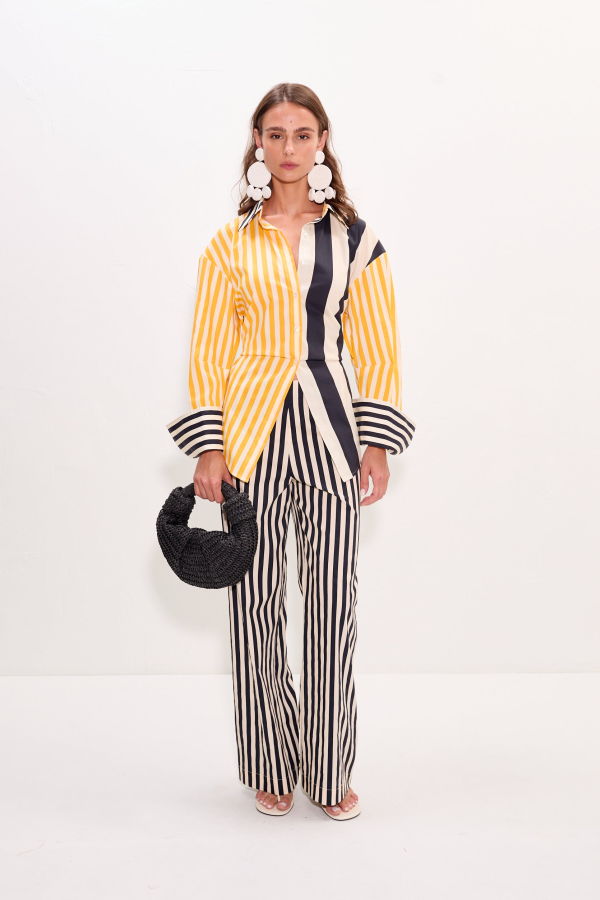 Simon Miller Lima Poplin Pant - Black/White Stripe