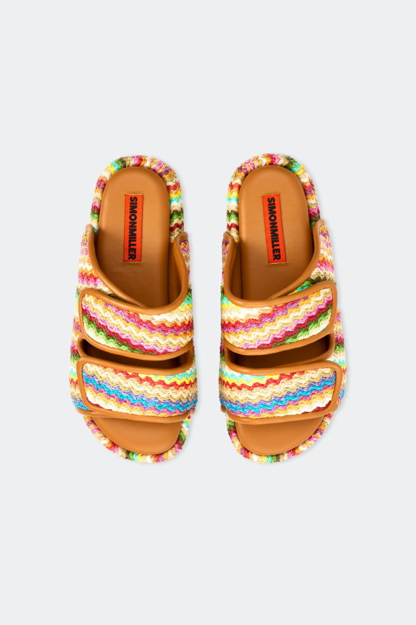 Simon Miller Raffia Cro Slide Sandals - Tropical Twist