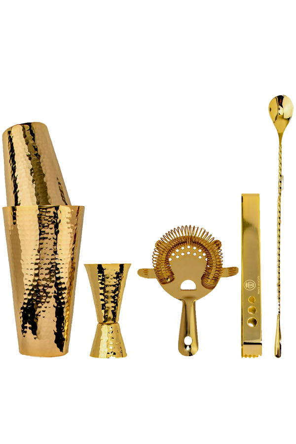Prince of Scots Hammered Copper Cocktail Shaker Set - 24K Gold Plate