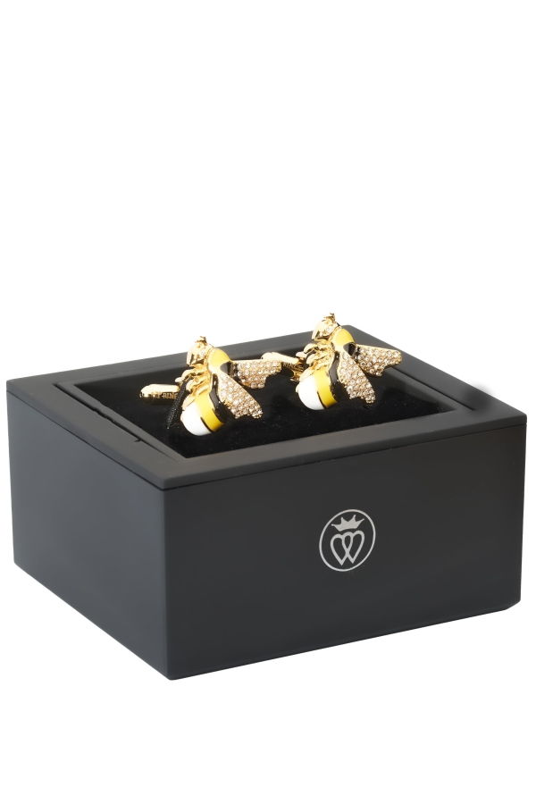 Prince of Scots Crystal Bee Cufflinks Enamel & Faceted Crystal Luxury Accents