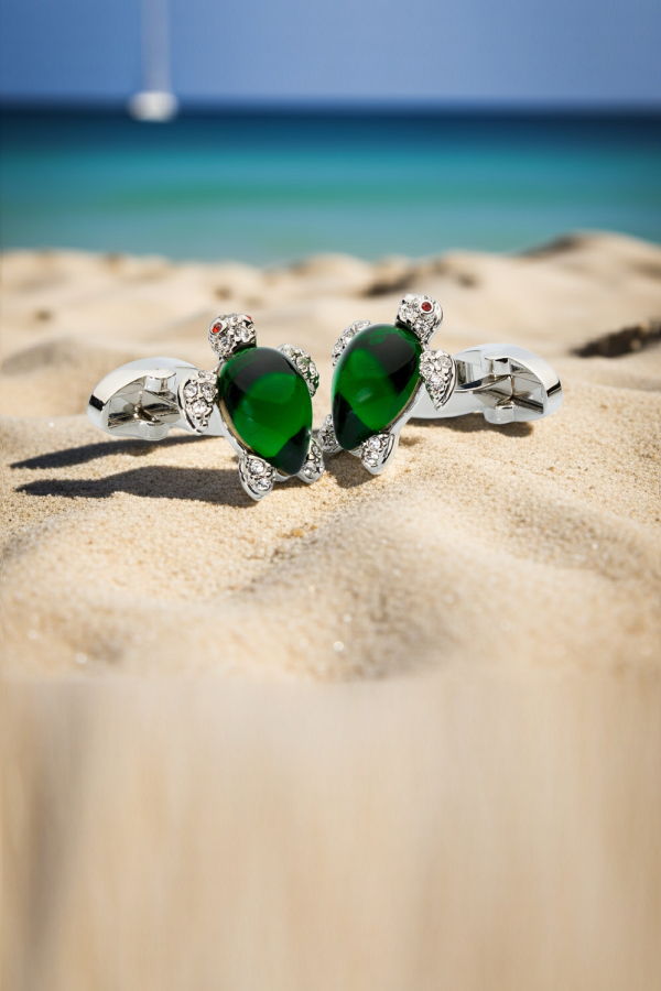 Prince of Scots Crystal Turtle Cufflinks
