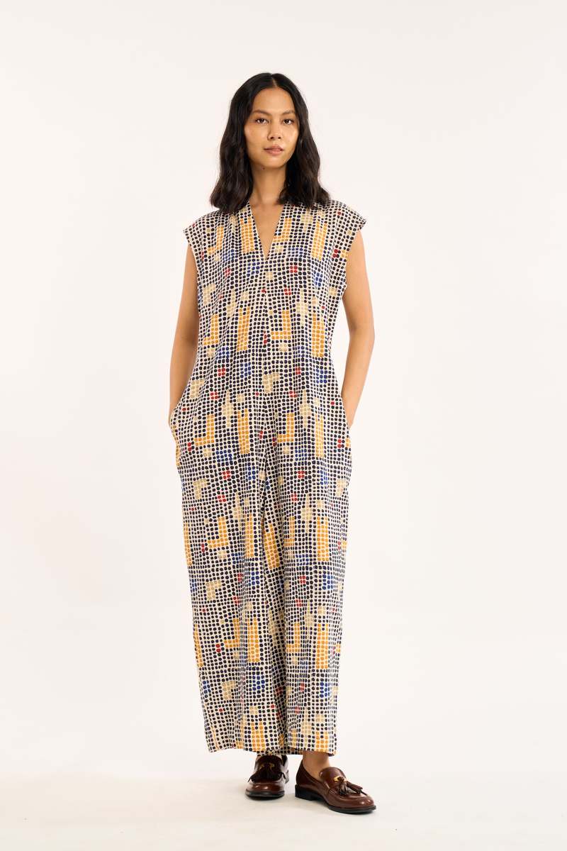 RUJUTA SHETH Nina Jumpsuit Tic Tac Print Jumpsuit