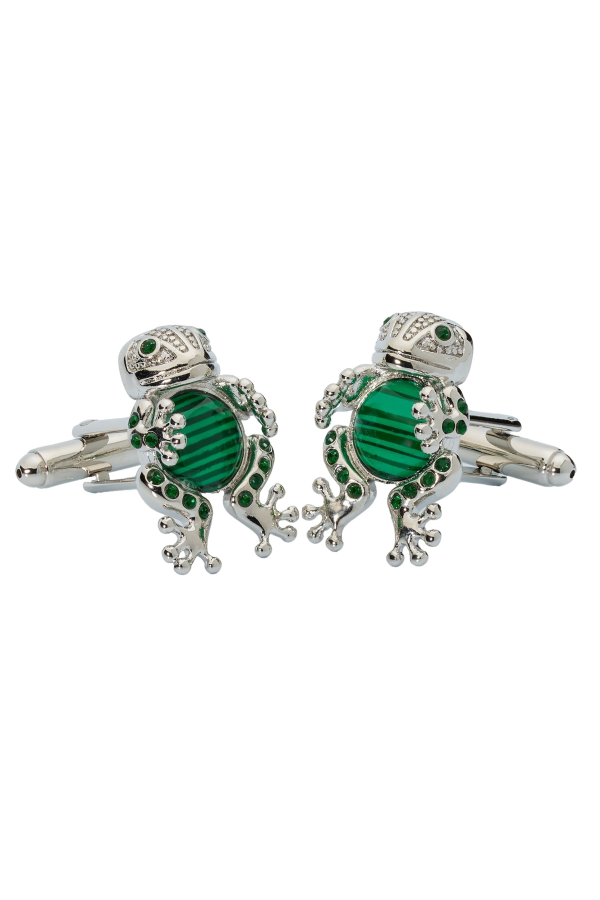 Prince of Scots Emerald Frog Prince Crystal Cufflinks - Emerald Green