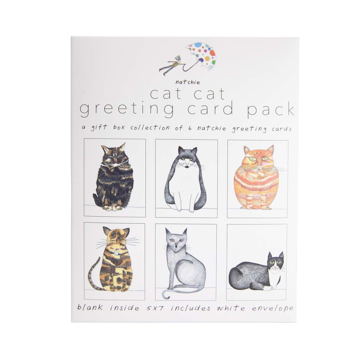 Natchie Cat Cat Greeting Card Pack - Image 1 of 9