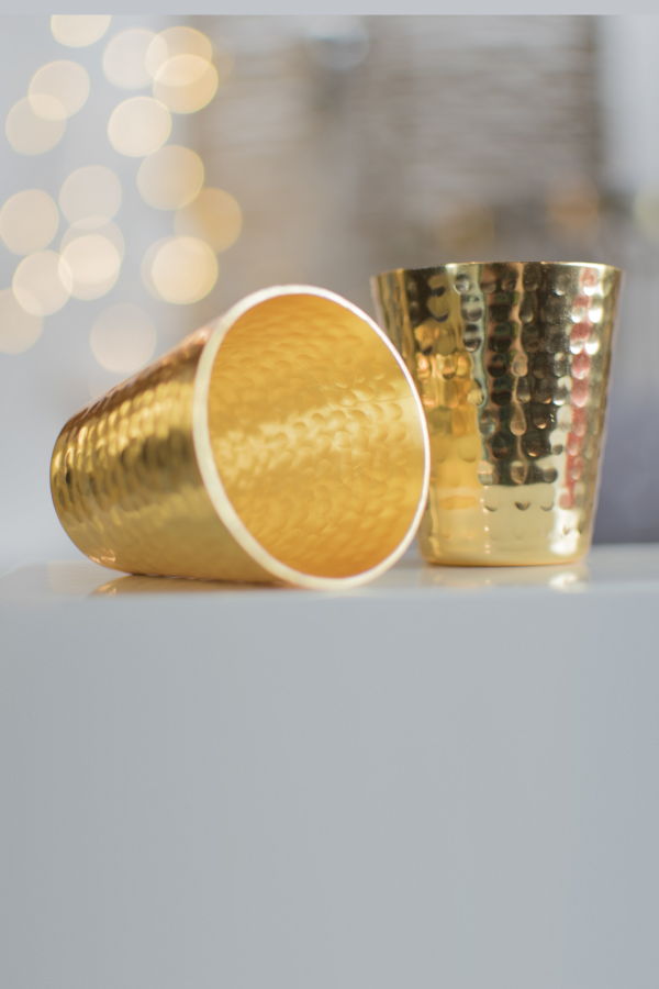 Prince of Scots Hammered Copper 24K Gold-Plated Shot Glasses