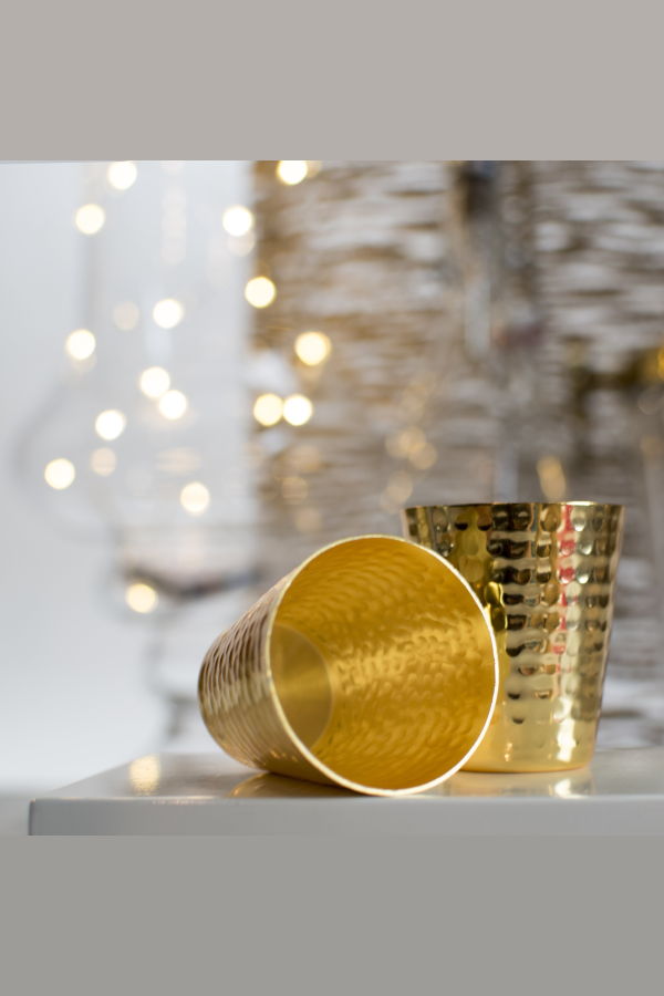 Prince of Scots Hammered Copper 24K Gold-Plated Shot Glasses