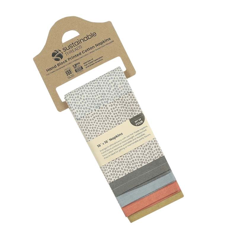 Sustainable Threads Streamline Hand Block Printed Napkins Set of 4