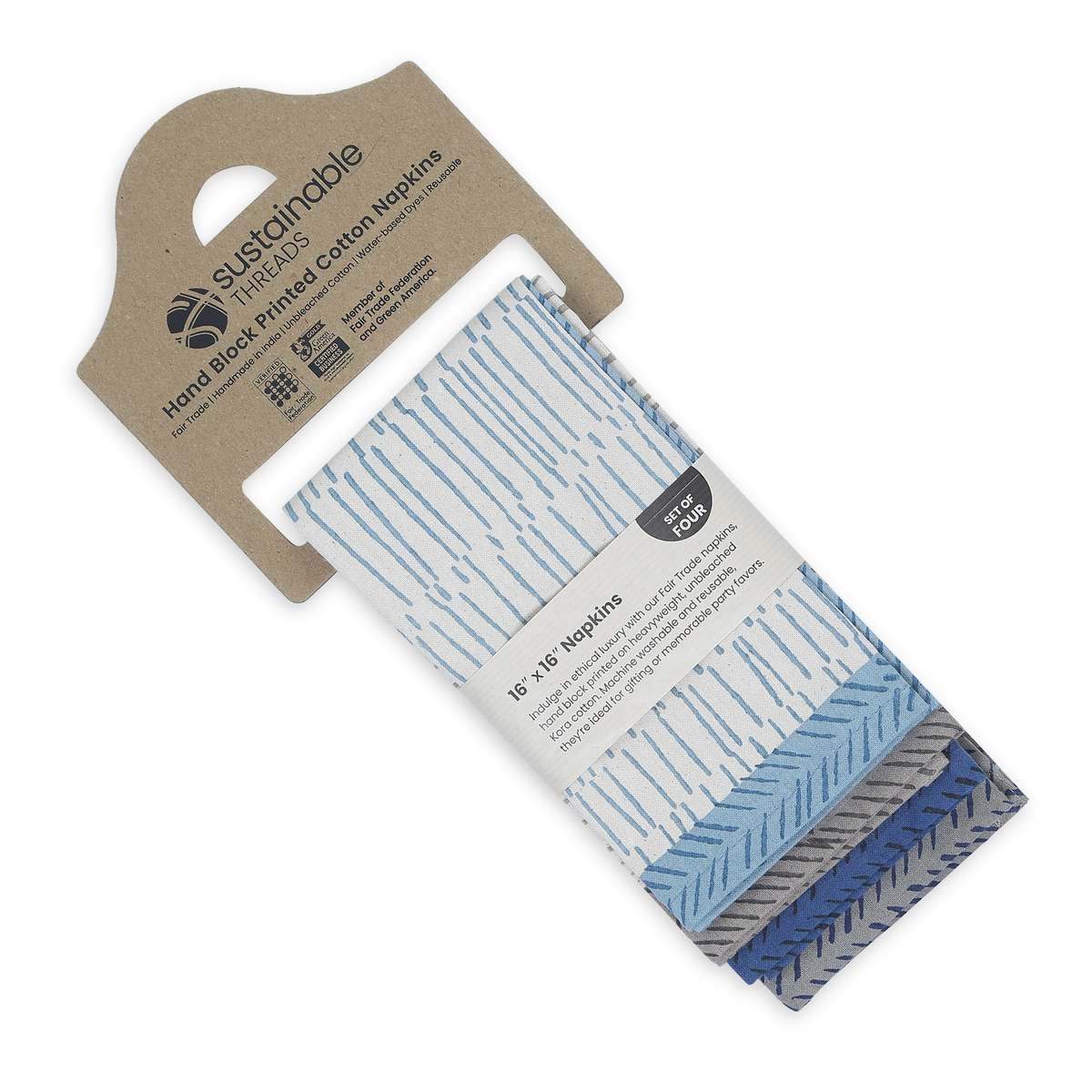 Sustainable Threads Streamline Hand Block Printed Napkins Set of 4 - Image 20 of 25