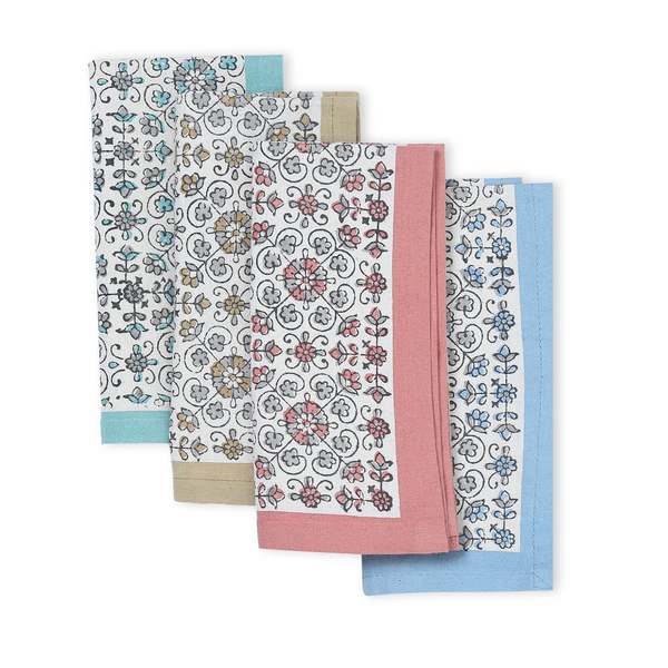 Sustainable Threads Streamline Hand Block Printed Napkins Set of 4