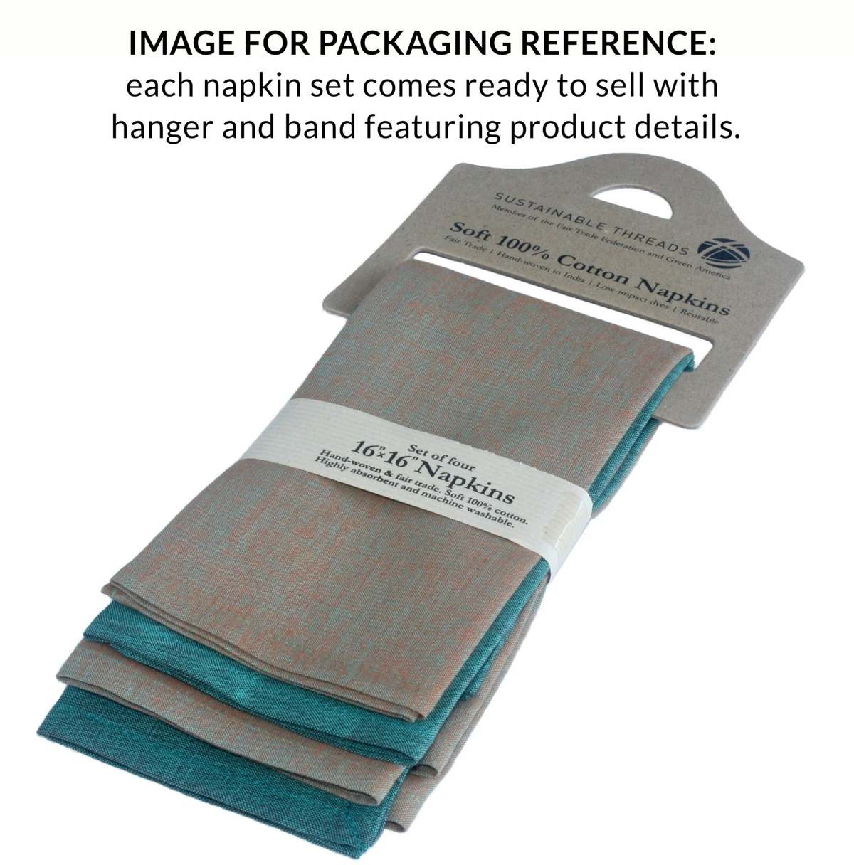 Sustainable Threads Palette Handwoven Cotton Napkins Set of 4 - Image 3 of 15