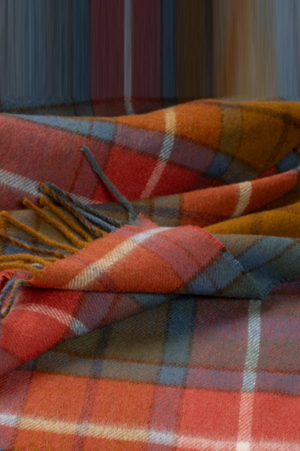 Prince of Scots Highland Tartan Tweed Merino Wool Throw - Antique Buchanan