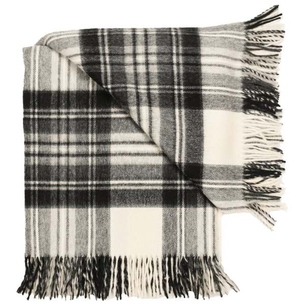 Prince of Scots Highland Tartan Tweed Merino Wool Throw - Dress Grey Stewart