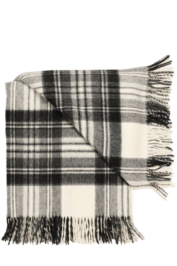Prince of Scots Highland Tartan Tweed Merino Wool Throw - Dress Grey Stewart