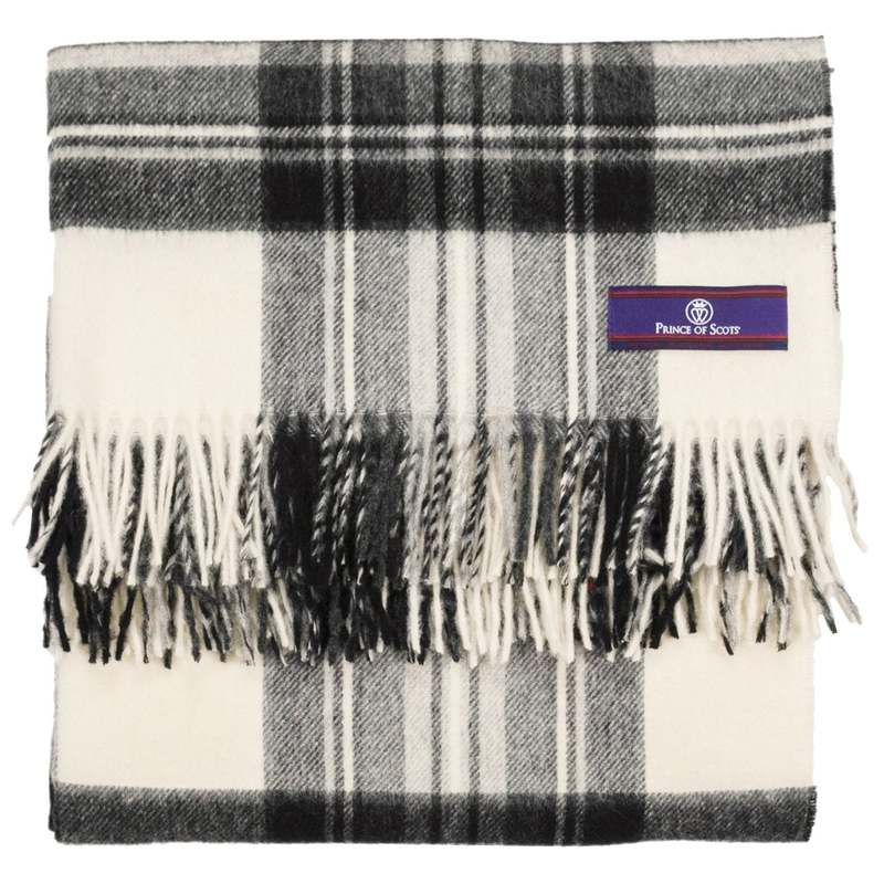 Prince of Scots Highland Tartan Tweed Merino Wool Throw - Dress Grey Stewart