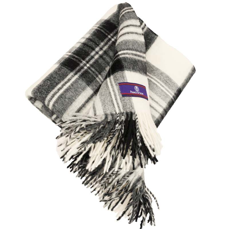 Prince of Scots Highland Tartan Tweed Merino Wool Throw - Dress Grey Stewart