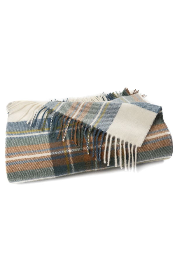 Prince of Scots Highland Tartan Tweed Merino Wool Muted Blue Stewart Throw