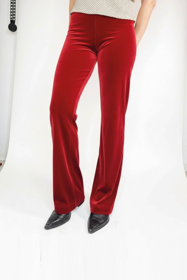 Simone Wild Velvet Perfect Pants - Firered