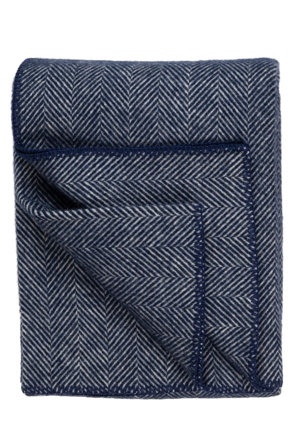 Prince of Scots Highland Tweeds Big Throw - Herringbone Navy
