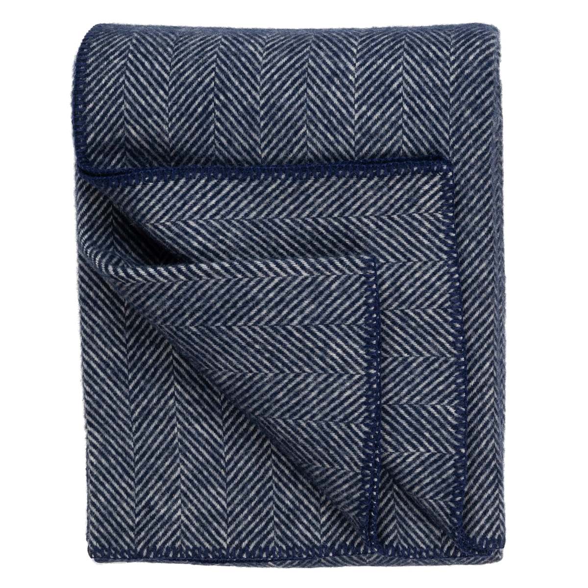 Prince of Scots Highland Tweeds Big Throw - Herringbone Navy - Image 1 of 8