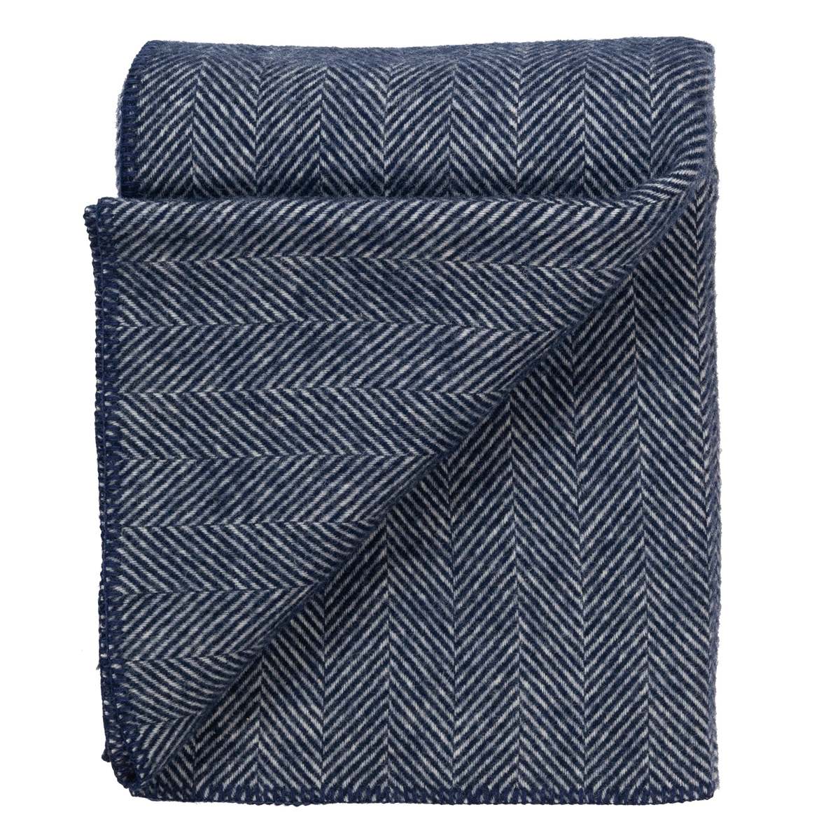 Prince of Scots Highland Tweeds Big Throw - Herringbone Navy - Image 3 of 8