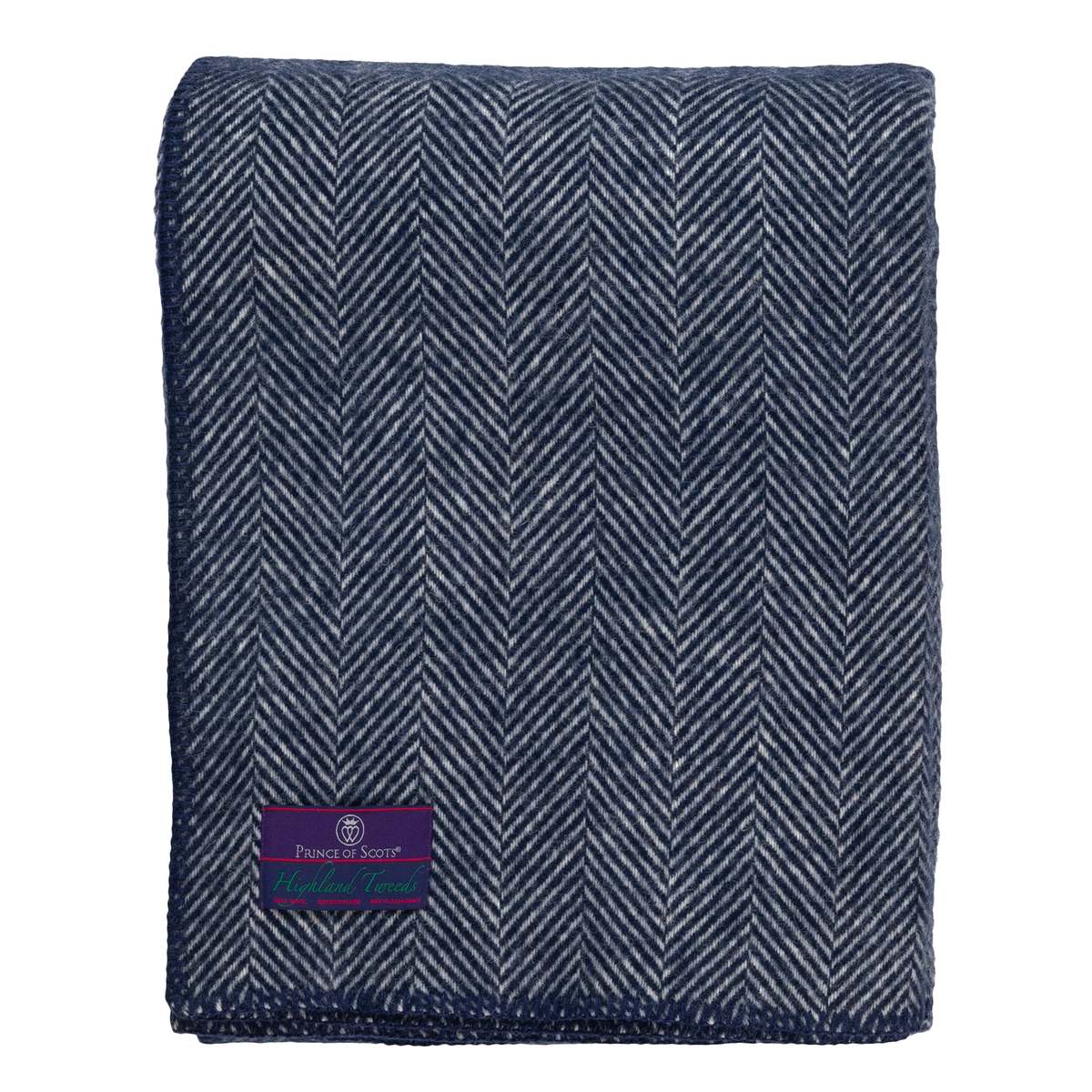 Prince of Scots Highland Tweeds Big Throw - Herringbone Navy - Image 4 of 8