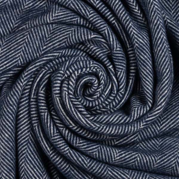 Prince of Scots Highland Tweeds Big Throw - Herringbone Navy