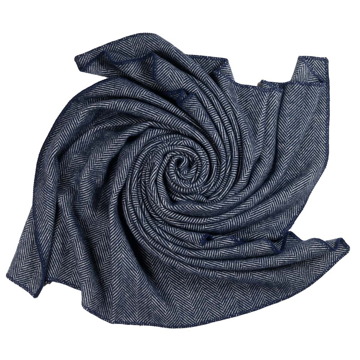 Prince of Scots Highland Tweeds Big Throw - Herringbone Navy - Image 6 of 8