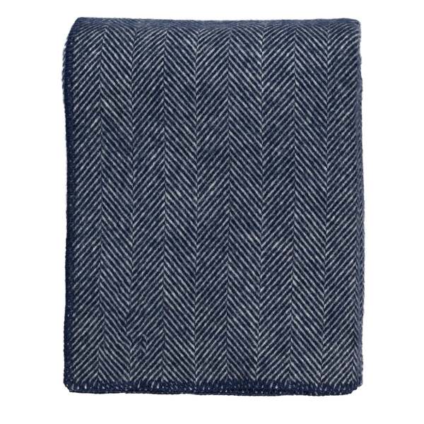 Prince of Scots Highland Tweeds Big Throw - Herringbone Navy