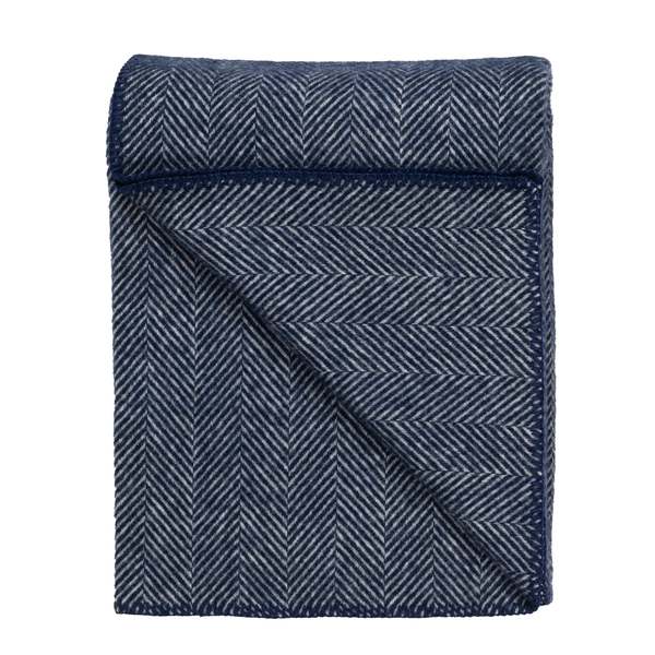 Prince of Scots Highland Tweeds Big Throw - Herringbone Navy