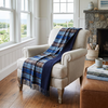 Prince of Scots Highland Tweeds Double Cloth Reversible Throw - Blue Buchanan - Thumbnail 1