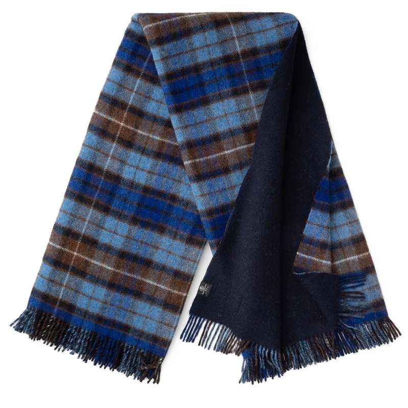 Prince of Scots Highland Tweeds Double Cloth Reversible Throw - Blue Buchanan