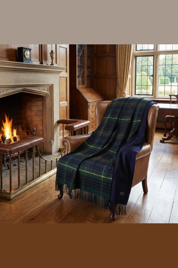 Prince of Scots Highland Tweeds Double Cloth Reversible Throw - Hunting